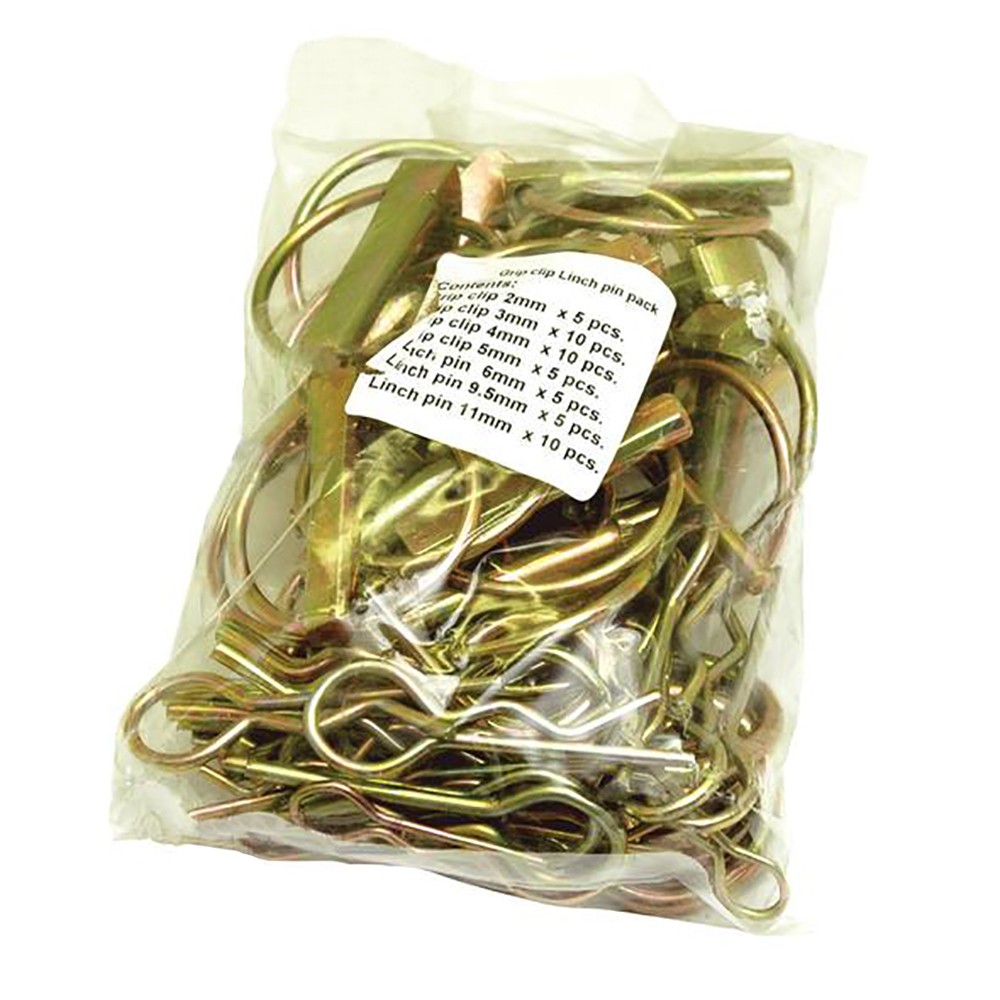 50 Piece Package of Lynch Pins & Grip Clips For Farm Tractor Implements