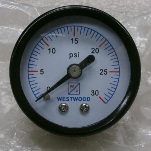 WESTWOOD 1-1/2″ DISPLAY 0-30 PSI 1/4″ NPT BACK MOUNT PRESSURE GAUGE #120q
