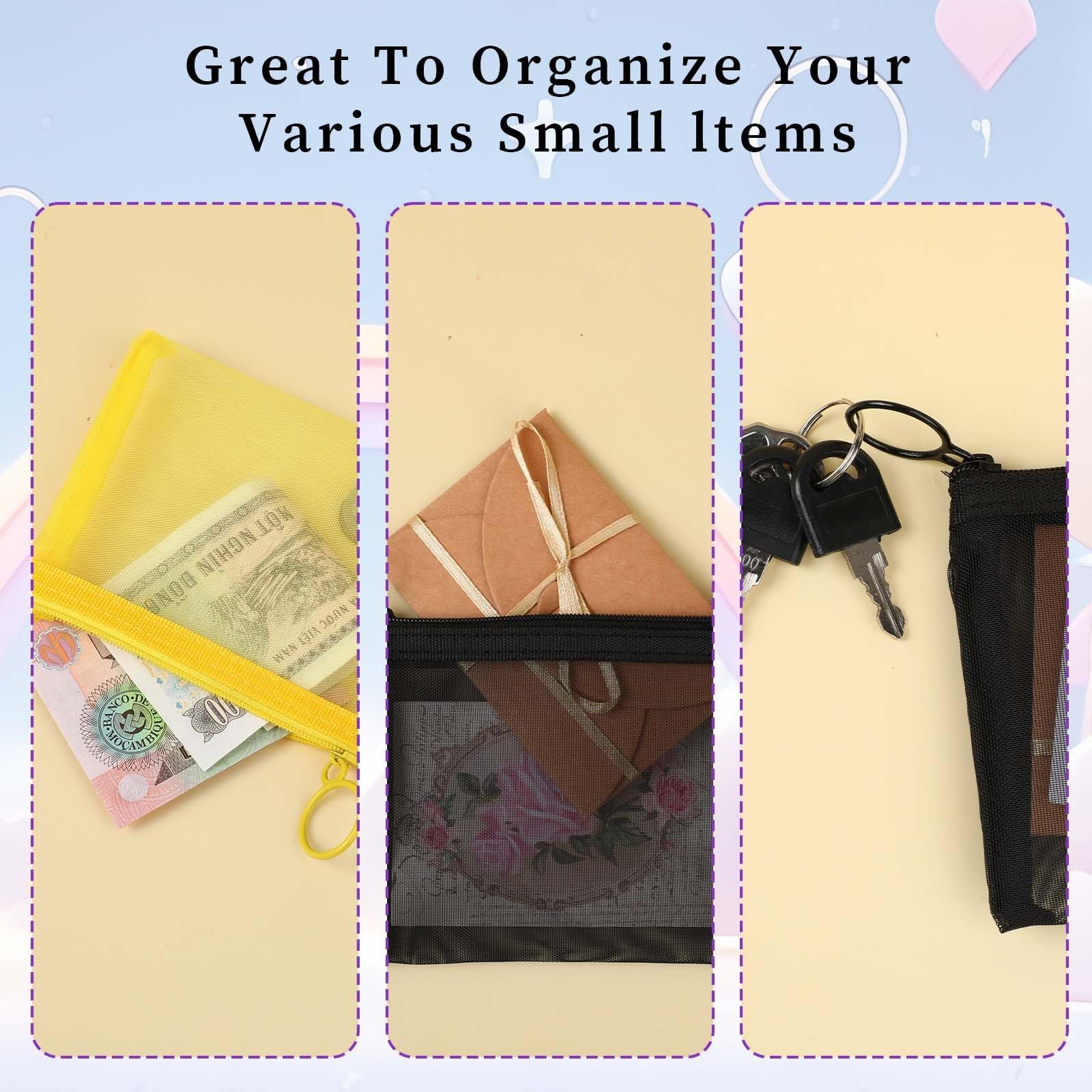 5 Pcs Mini Zipper Pouch Clear Small Mesh Small, Multicolor