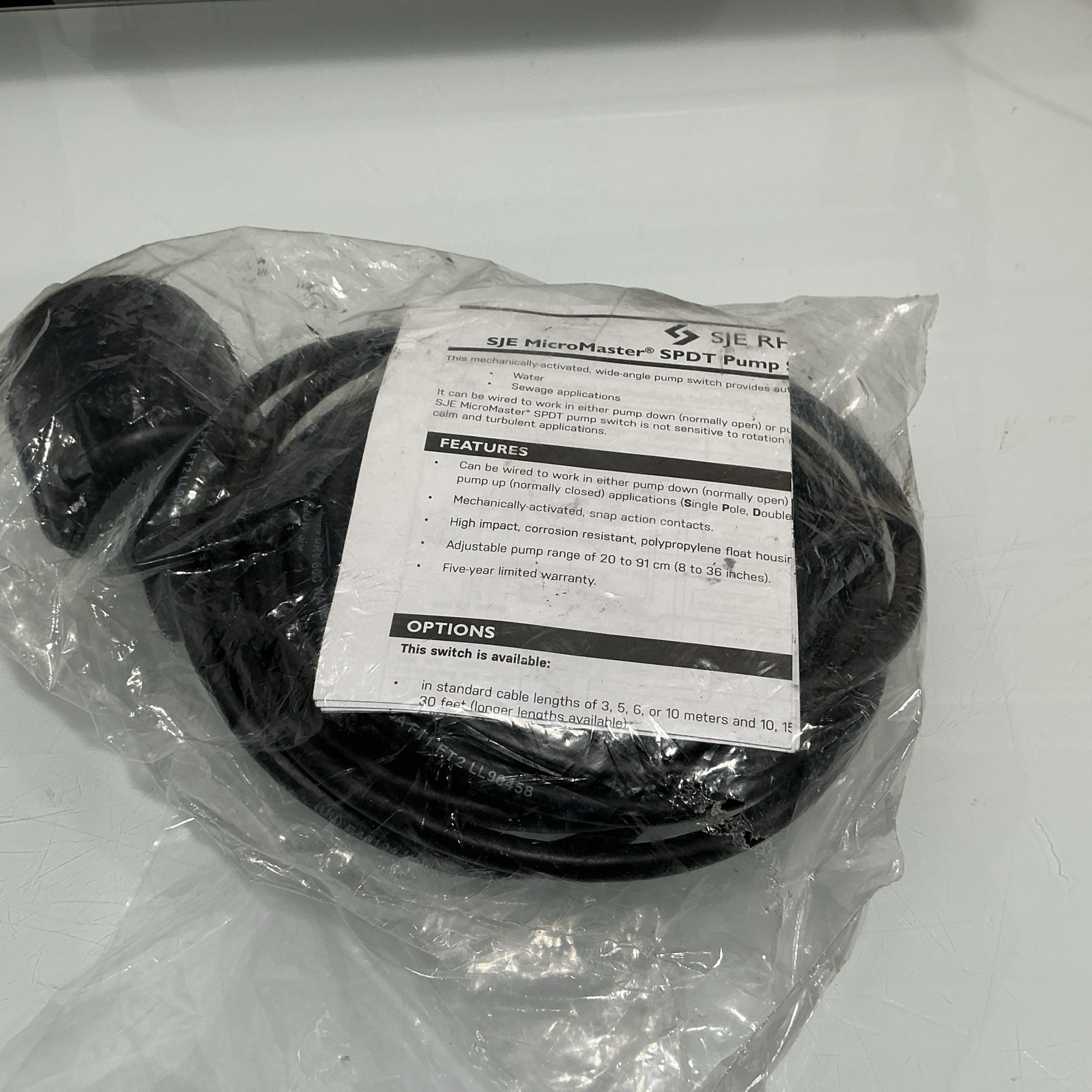 SJE Micromaster Pump Switch 1005919 6M Cord