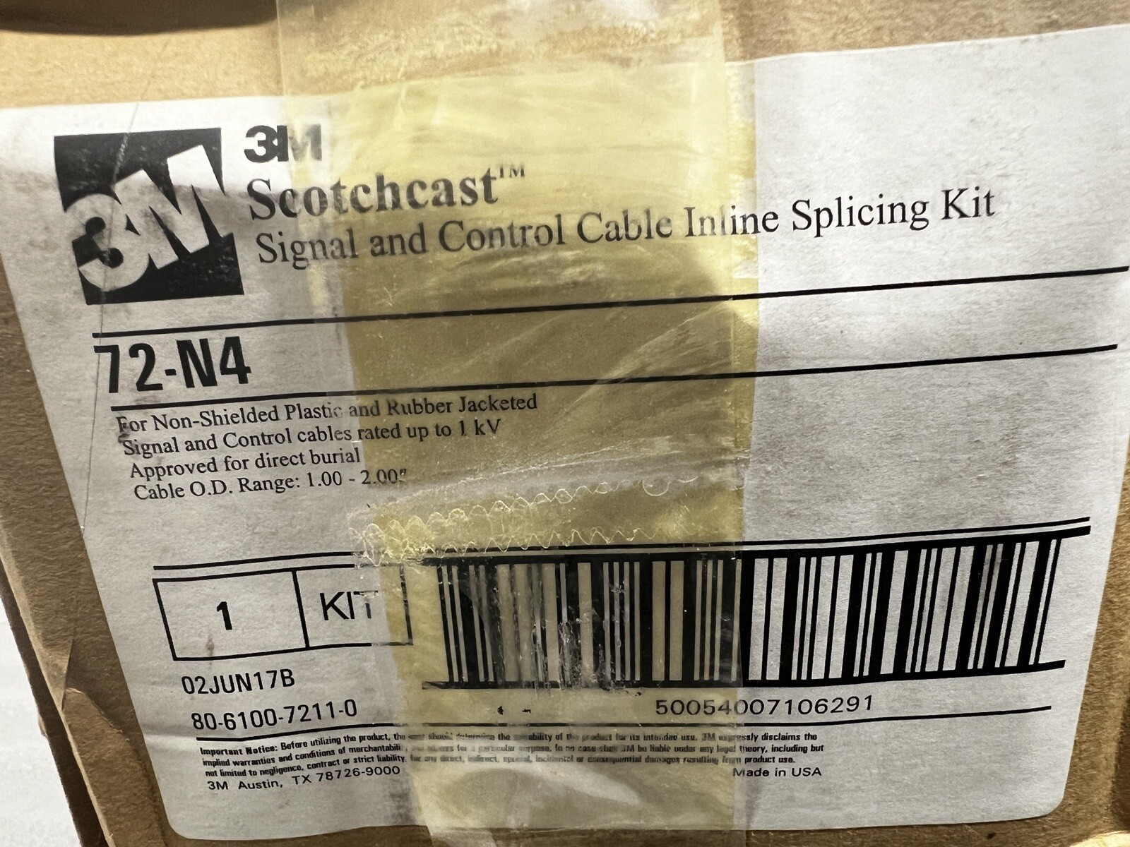 3M 72-N4 Scotchcast Signal & Control Cable Inline Splice Kit