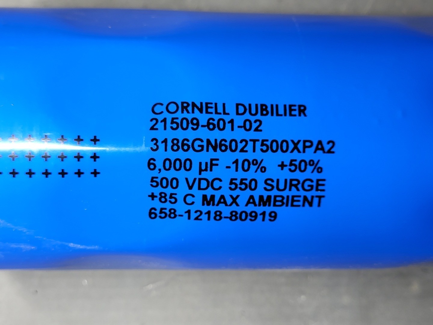 SURPLUS NEW 2012 CORNELL-DUBILIER 21509-601-02 6000 uF Capacitor – Electrical