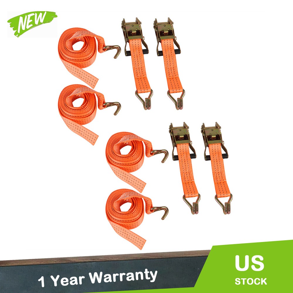 1.5″ x 15′ 4000 lb Ratchet Straps J Hook Heavy Duty Tie Downs New 4pcs