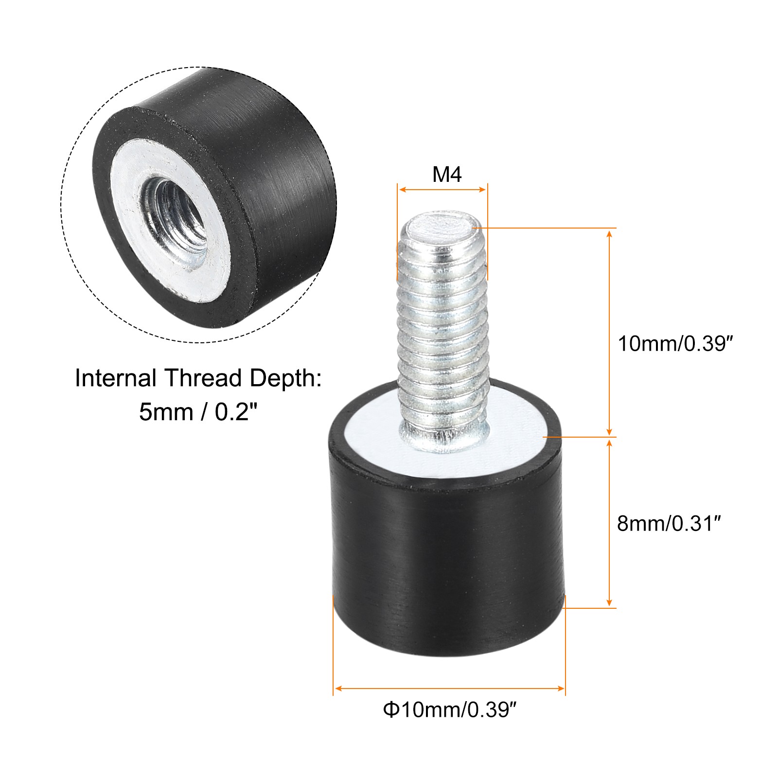 Rubber Mount 12pcs M4 Male/Female Vibration Isolator Shock Absorber D10mmxH8mm