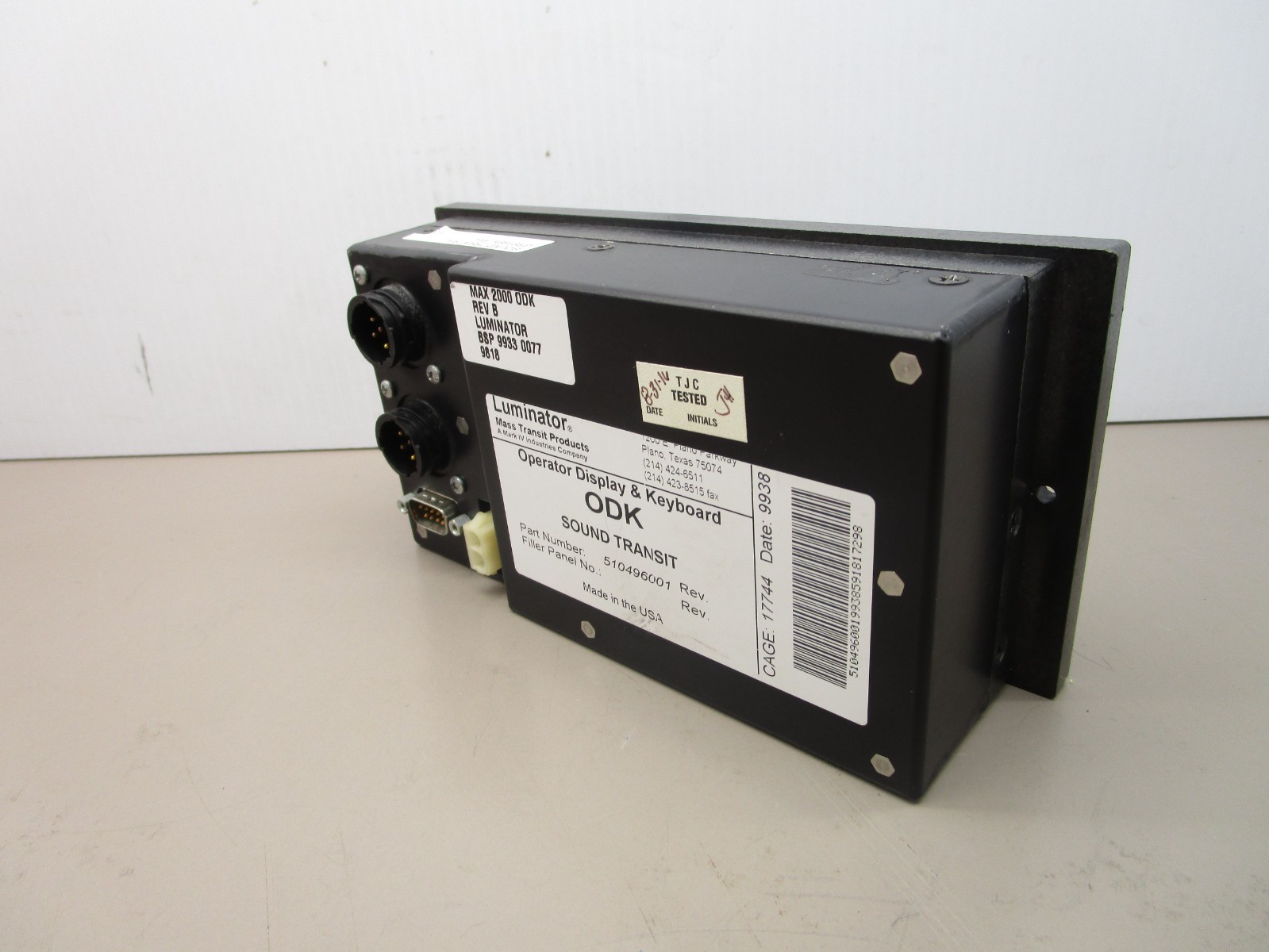 Luminator 510496001 MAX 2000 ODK Destination Sign Operator Display Keyboard