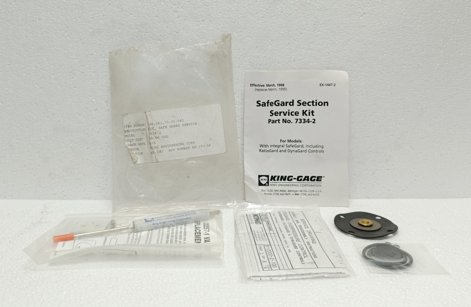 KING GAGE 7334 2 SAFEGARD SECTION SERVICE KIT TANK LEVEL GAUGING NEW SURPLUS