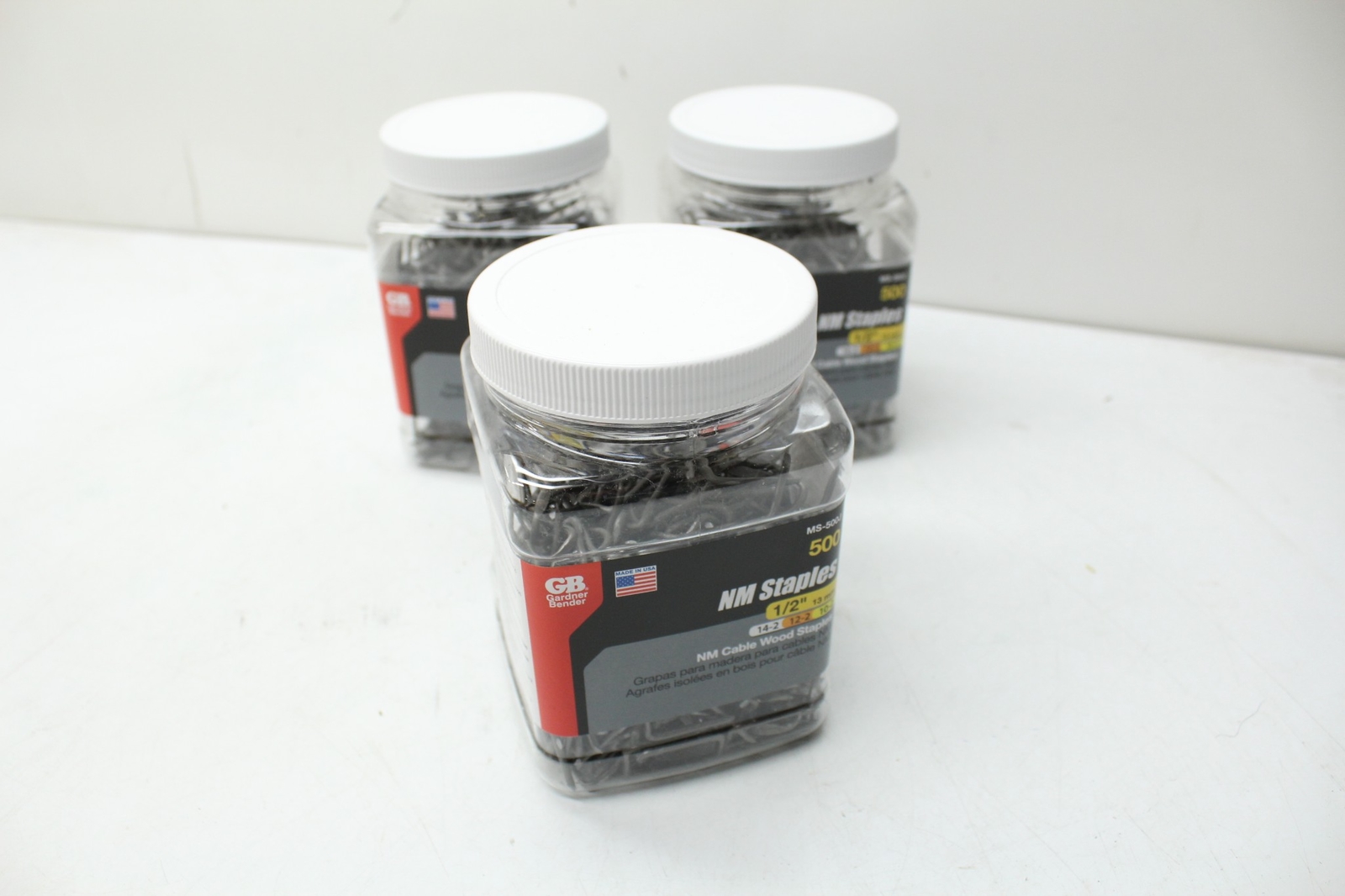 GB NS-500J NM Cable Wood Staples 1/2″ (3 Jars of 500)