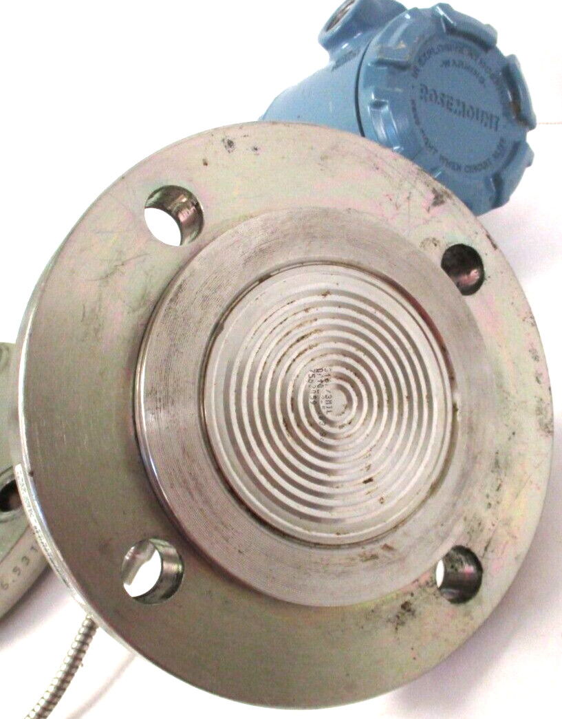 ROSEMOUNT TRANSMITTER, (2) 3″ 150 FLANGES, 3051SAL1CD2AA1A30BEDFF71CA, USED