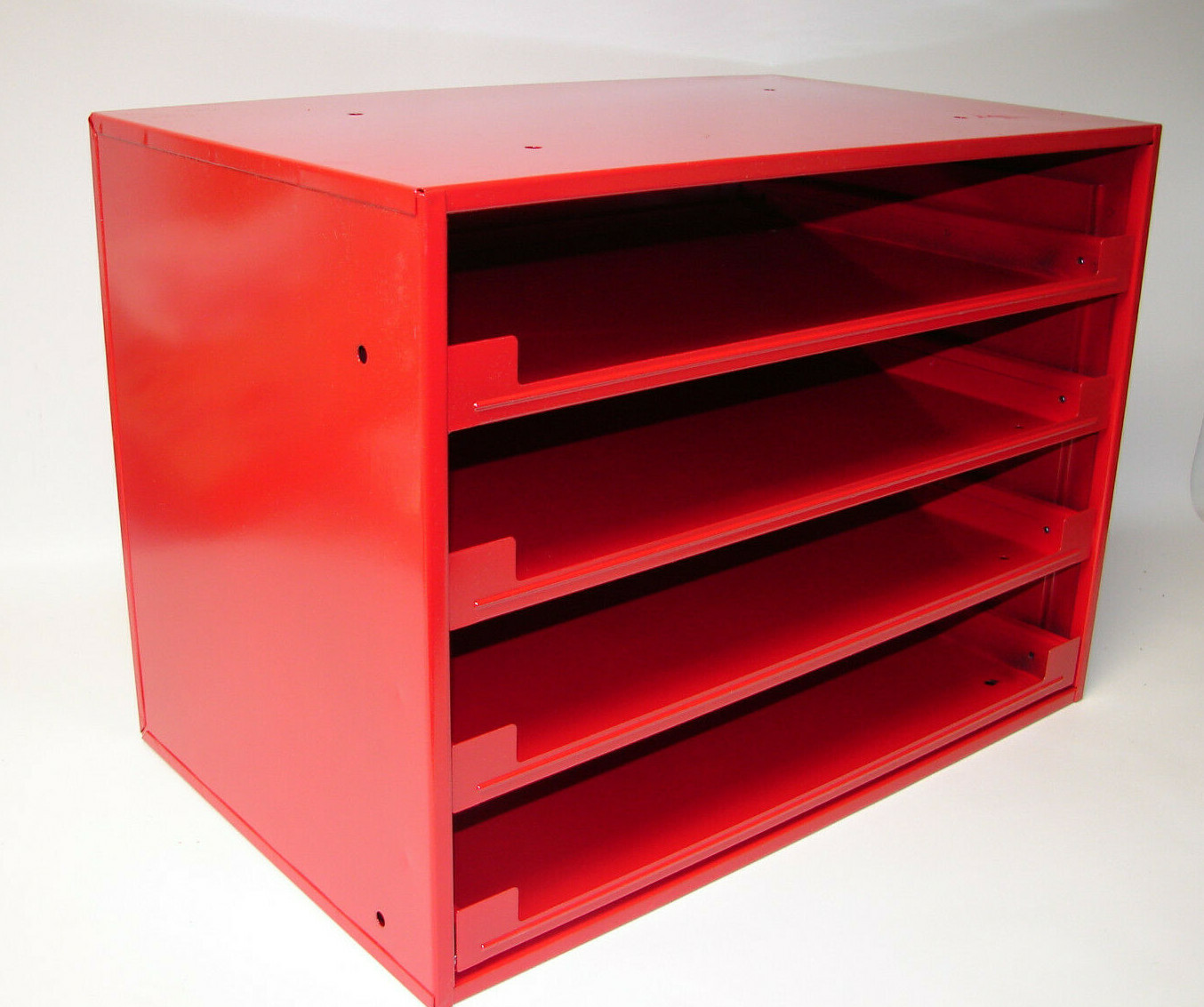 DISCO Red Finish Sliding Cabinet Holds 4 Large 18″ x 12″ Trays. 80324