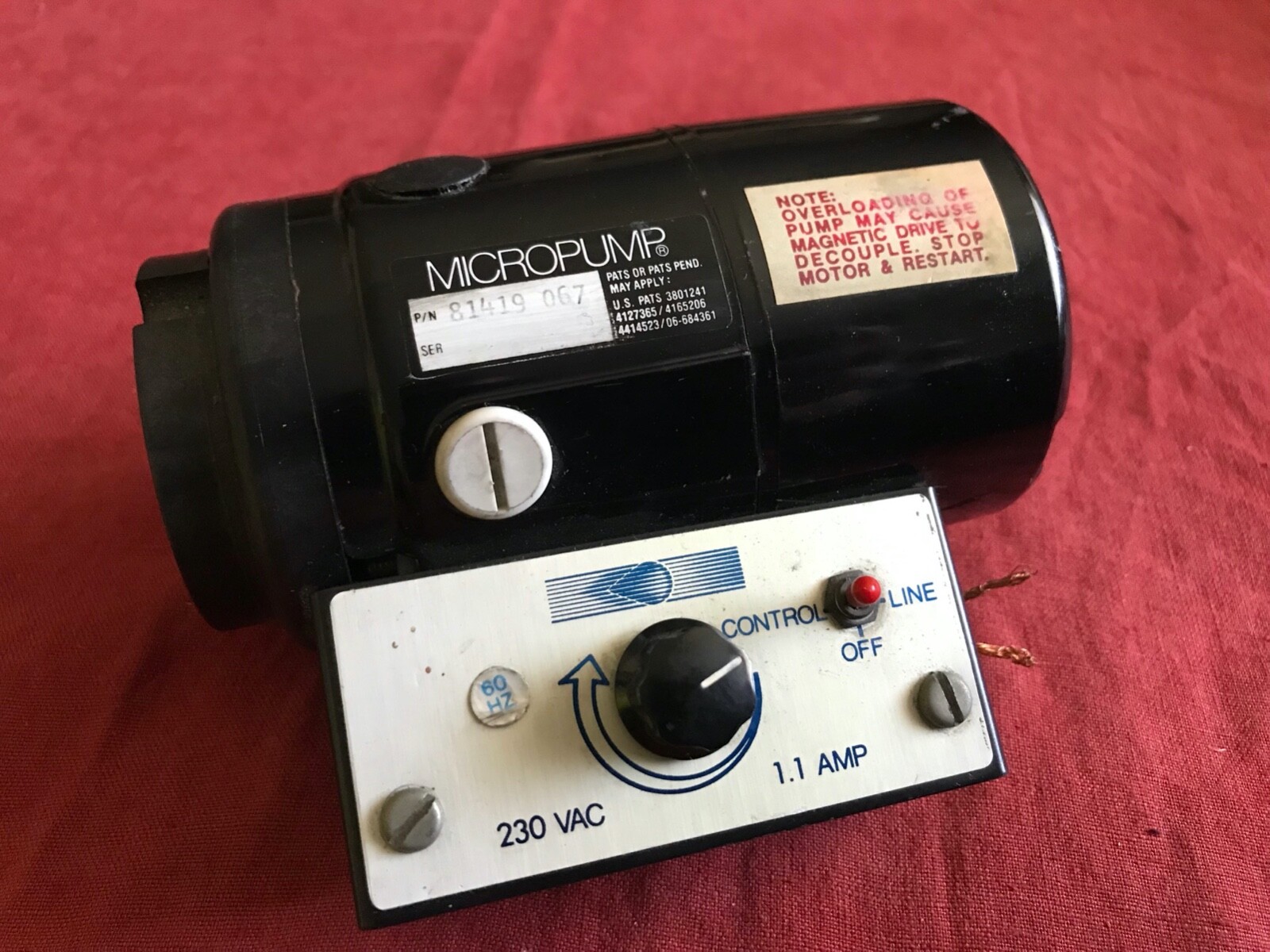 MICROPUMP Magnetic Variable Speed Motor And Control Panel, 230 VAC, 1.1 AMP