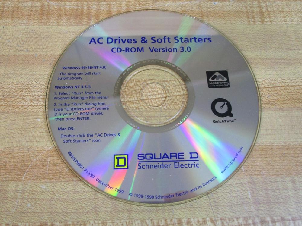 Schneider Electric 8800EP9801 R12/99 Square D AC Drivers & Soft Starters CD