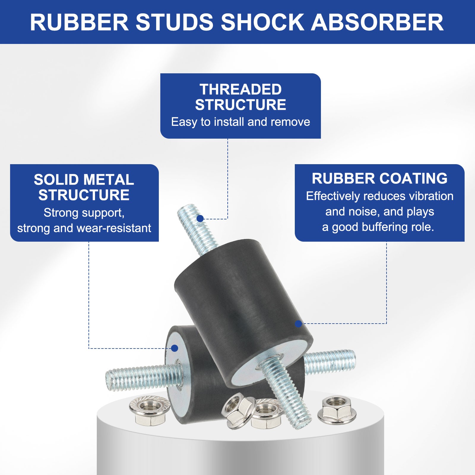 M8-30x25mm Rubber Isolator Mounts Vibration Studs Shock Absorber, 4Pcs (71mm)