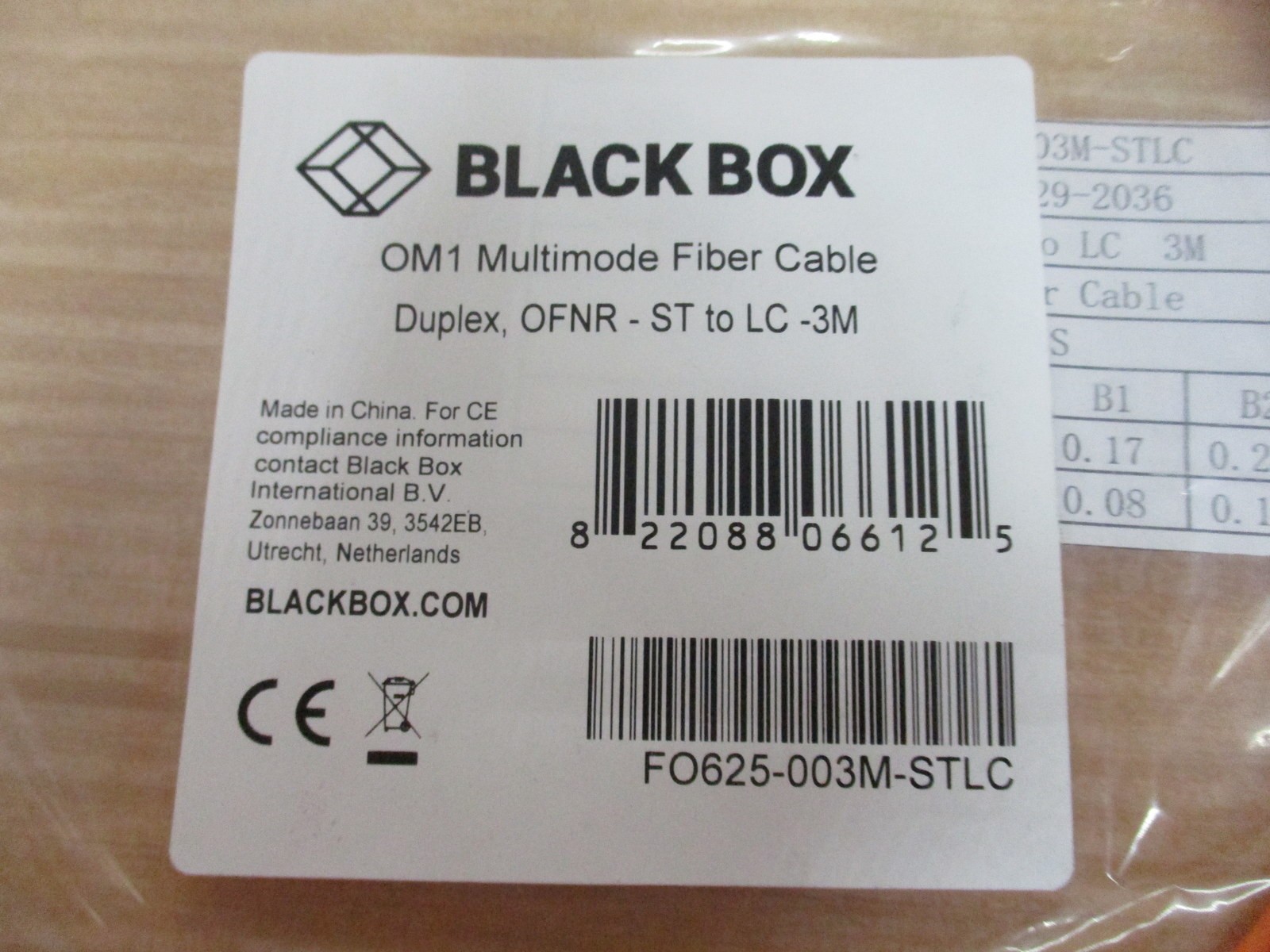 Black Box FO625-003M-STLC OM1 Multimode Fiber Cable
