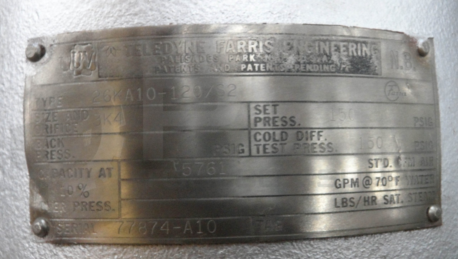 REPAIRED TELEDYNE FARRIS 26KA10-120/S2 VALVE 3K4 150PSIG *READ*