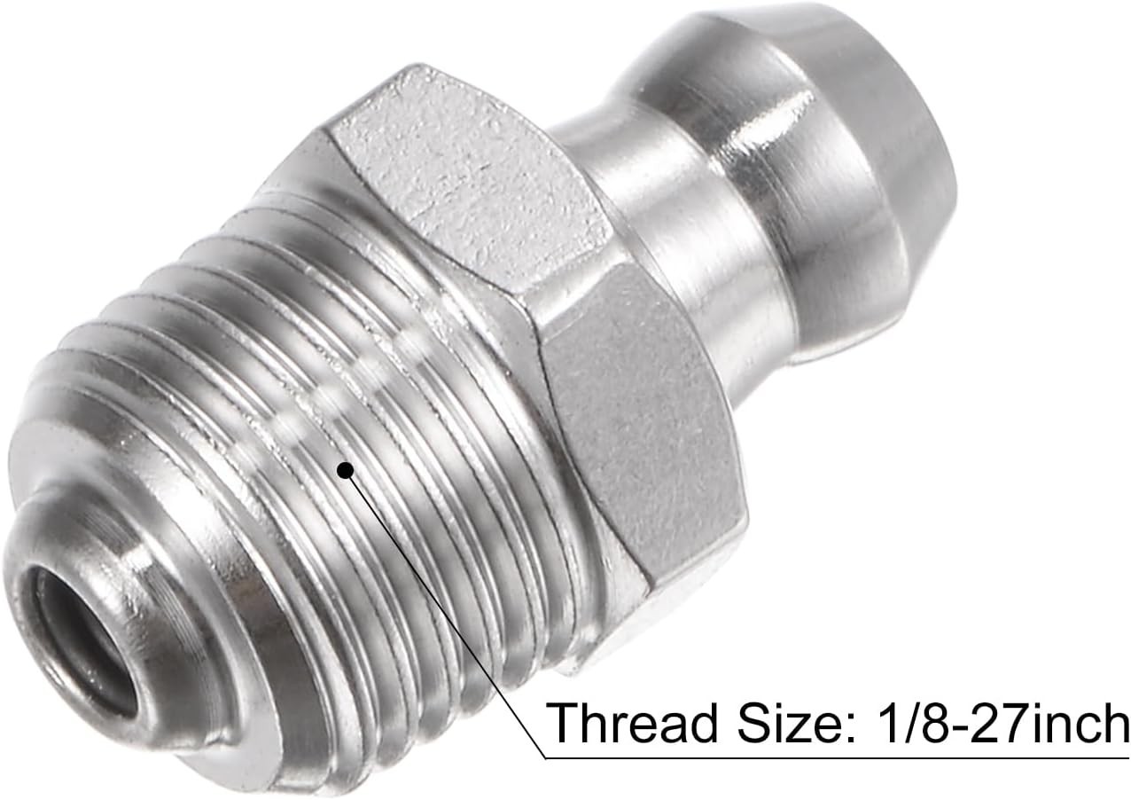 10Pcs 304 Stainless Steel Straight Hydraulic Grease Fitting 1/8-27inch Thread