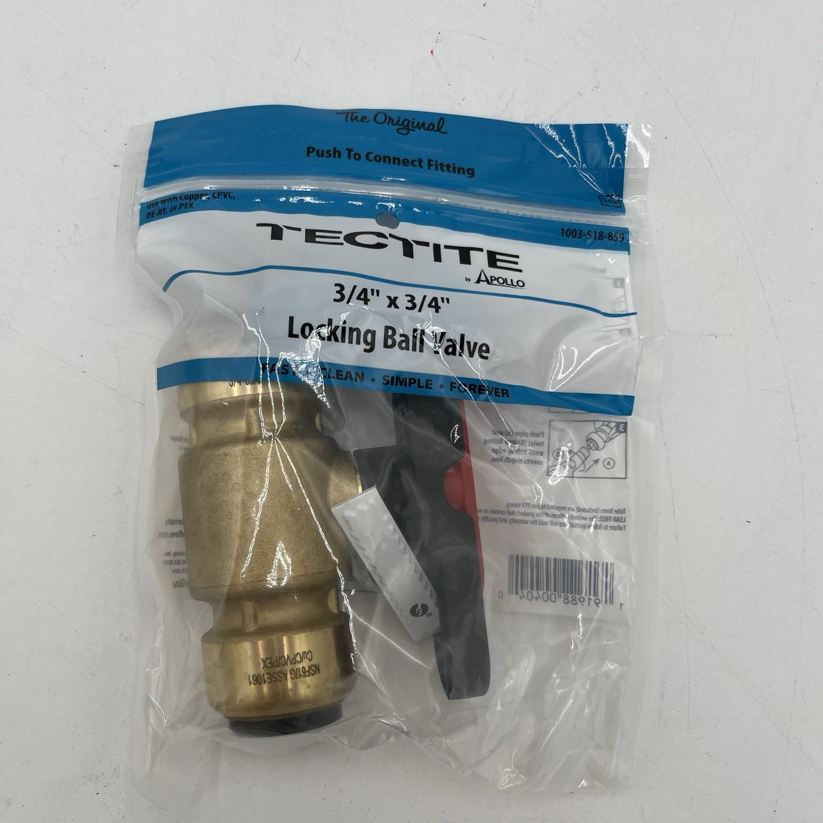 NEW!! Tectite 3/4 in. Brass Push-To-Connect Compact Locking Ball Valve FSBBV34TX