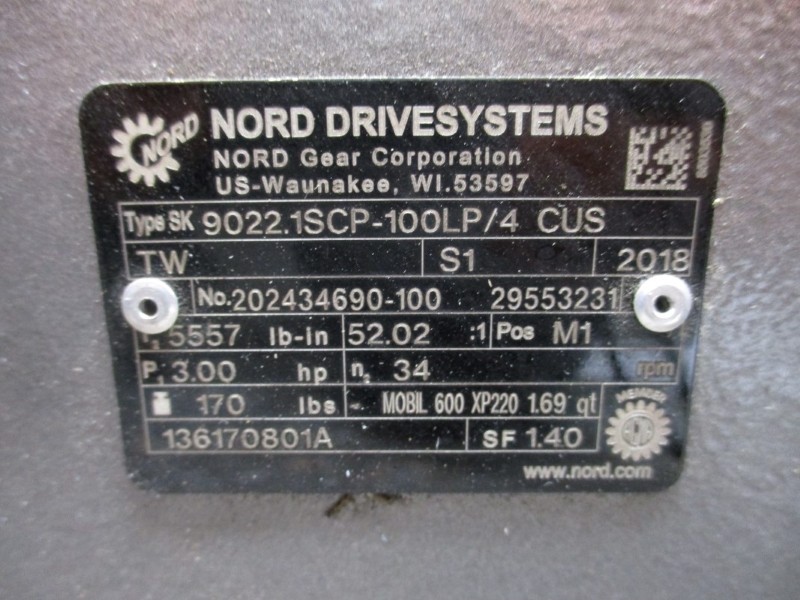NORD DRIVE SYSTEMS 9022.1SCP-100LP/4CUS W/ SK100LP/4CUSTW 230/460V 7.68/3.84A