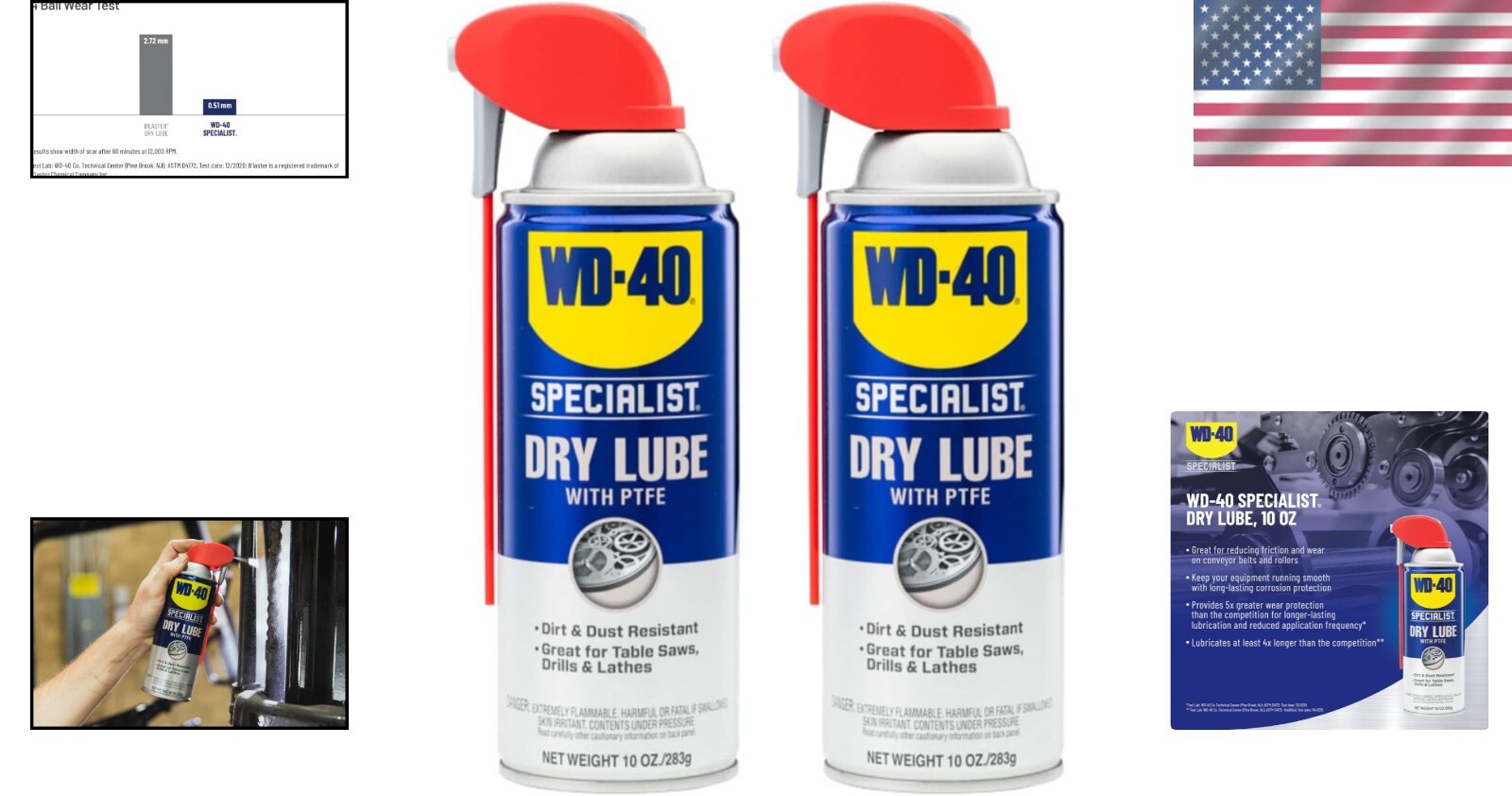 Dry Lube PTFE Spray with Smart Straw – Twin Pack for Tool Longevity 10 Oz.