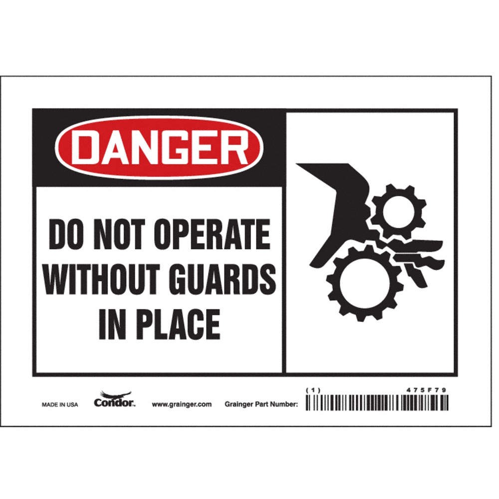 CONDOR 475F79 Safety Sign,5 inx7 in,Vinyl 475F79