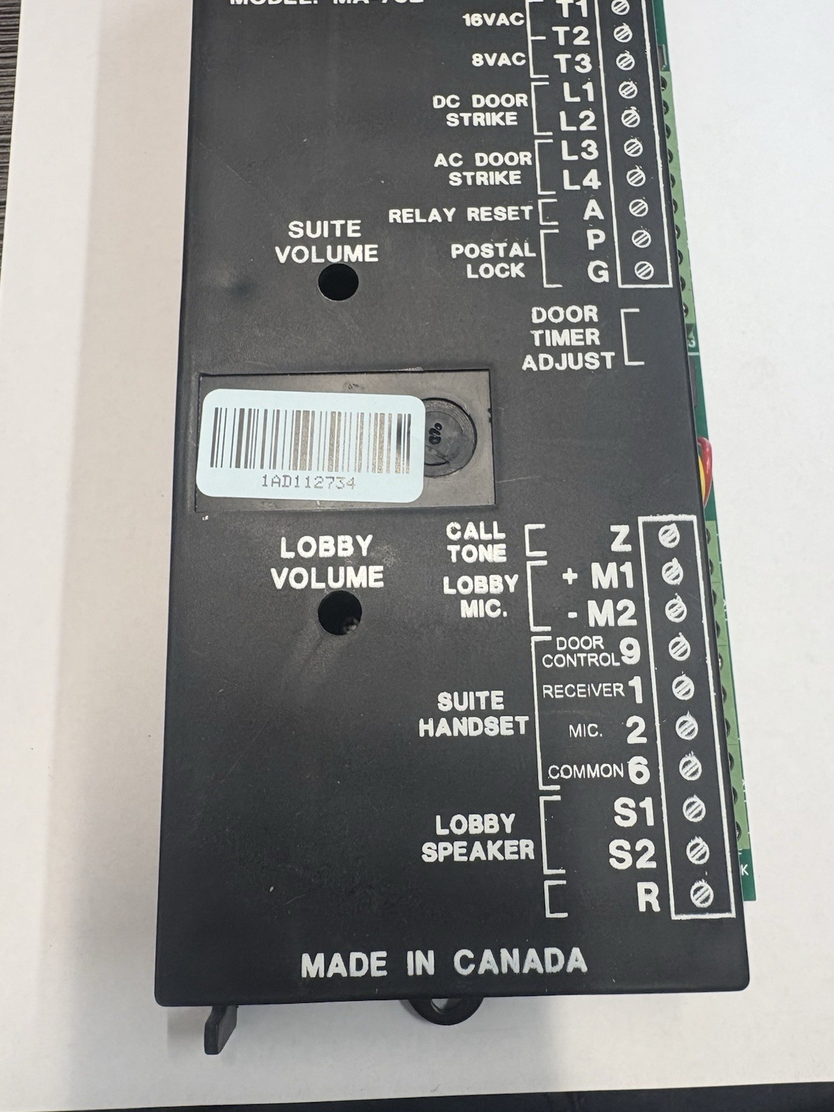 Mircom MA-792 HANDSET Apartment Intercom Amplifier LIKE NEW