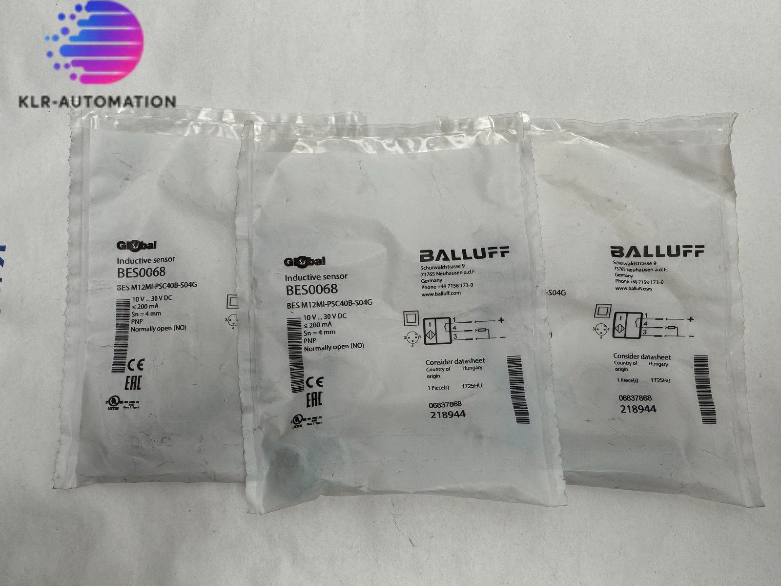 Balluff BES0068 Inductive Sensor BES M12MI-PSC40B-S04G 10-30V DC PNP NO x3