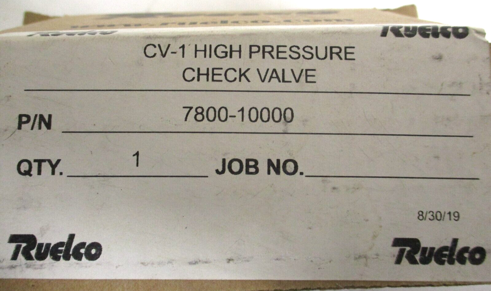 RUELCO , 7800-10000 , CV-1 , HIGH PRESSURE CHECK VALVE , 1/4″ FNPT