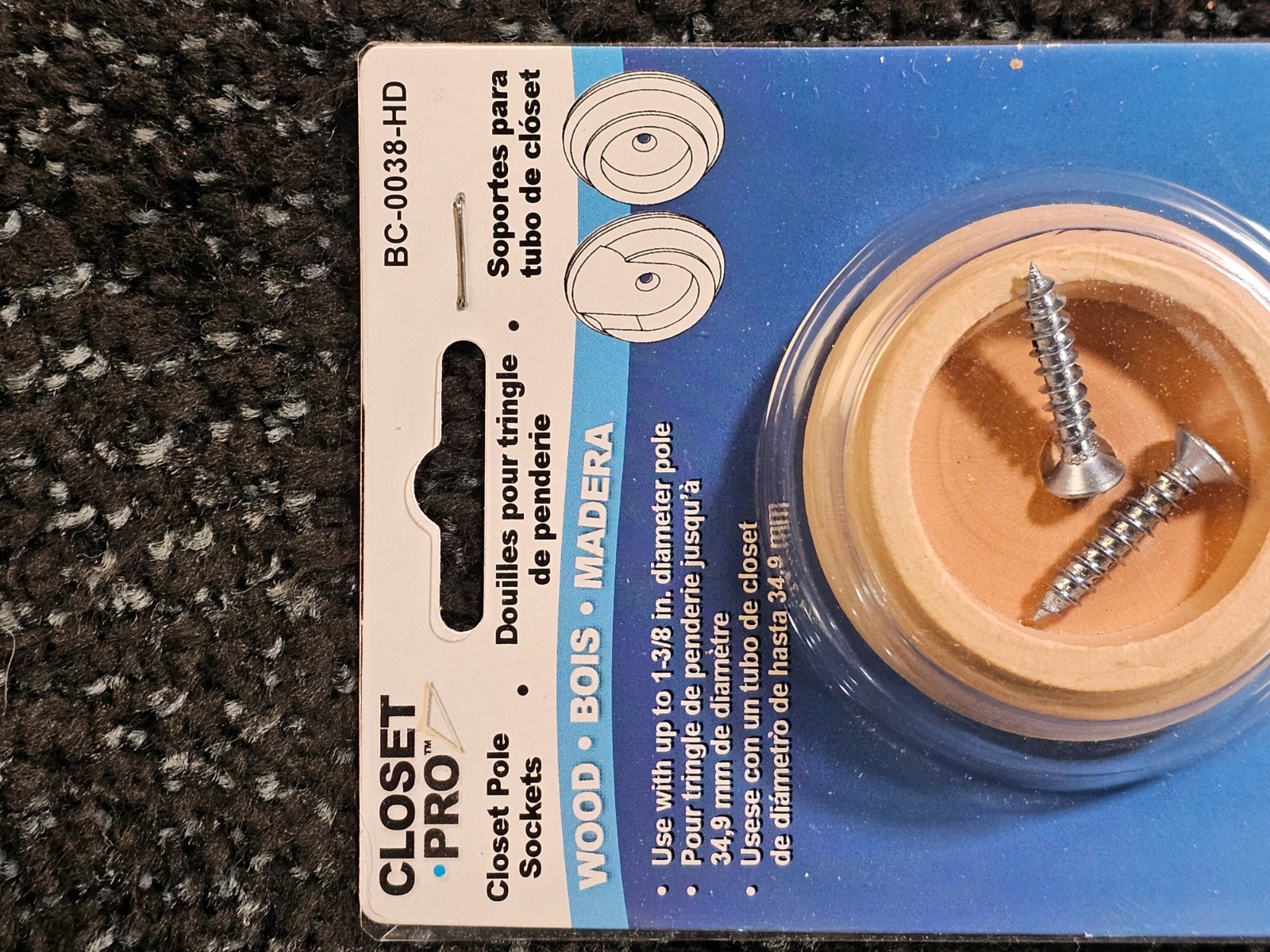 (QTY 10 PAIRS) John Sterling BC-0038-HD 1-3/8″ L X 1-3/8″ D Oak Wood Rod Socket