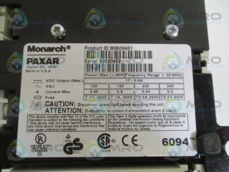 MONARCH PATHFINDER M0609401 BATTERY CHARGER (NO POWER CORD) UNMP