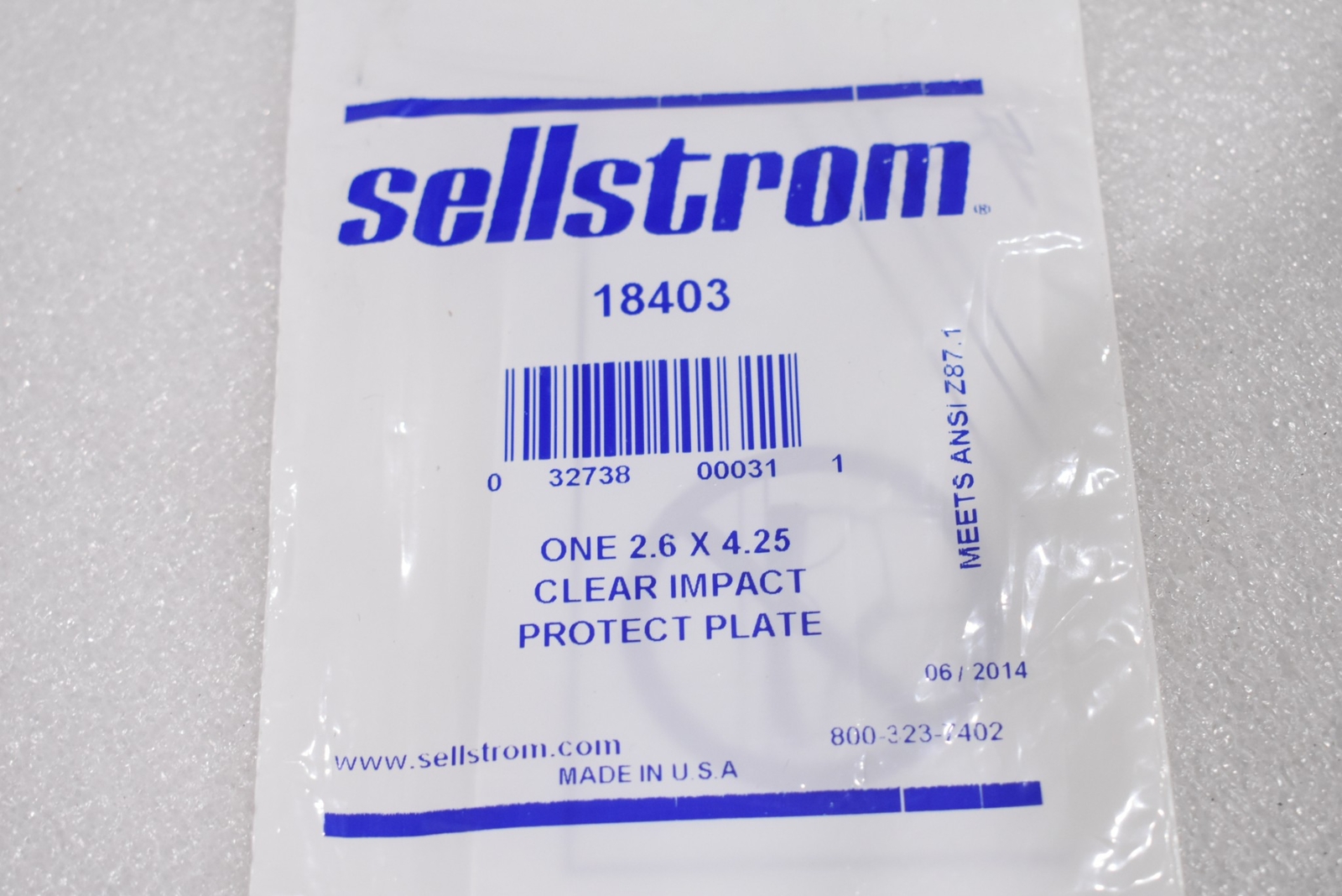 SELLSTROM 18403 CLEAR IMPACT PROTECT PLATE 2.6″ X 4.25″ MADE IN USA (LOT OF 16)