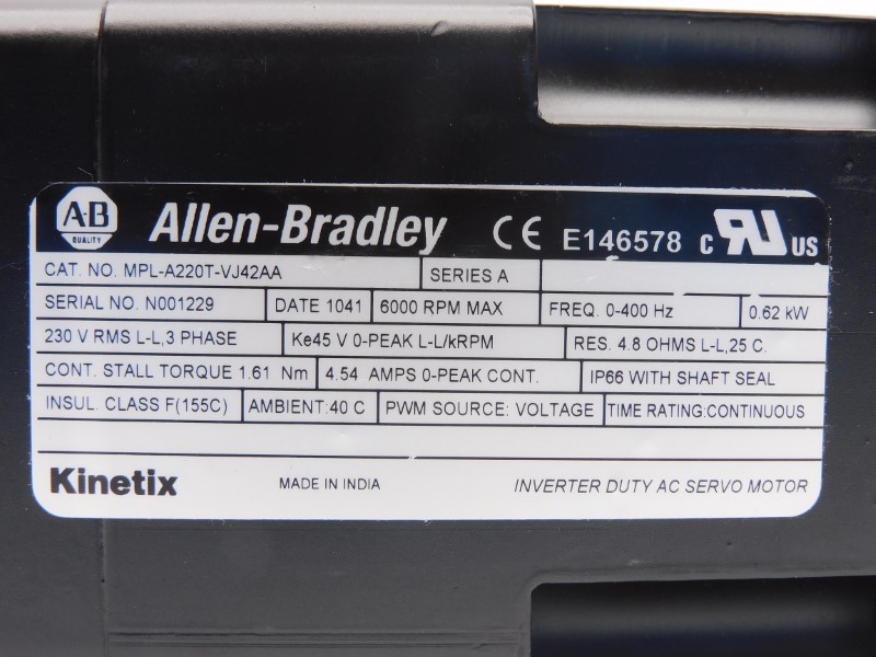 INDUSTRIAL SPARE PART MPL-A220T-VJ42AA SER. A 230V 4.54A NSMP