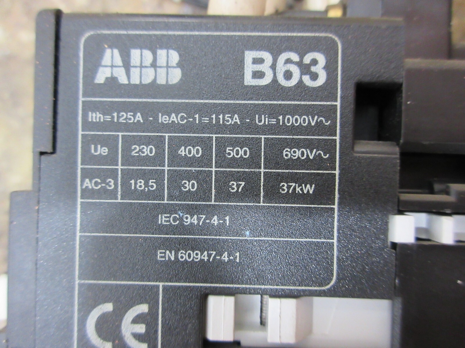 ABB B63 EN 60947-4-1 IEC 947-4-1 CONTACTOR LOT OF 2 PIECES