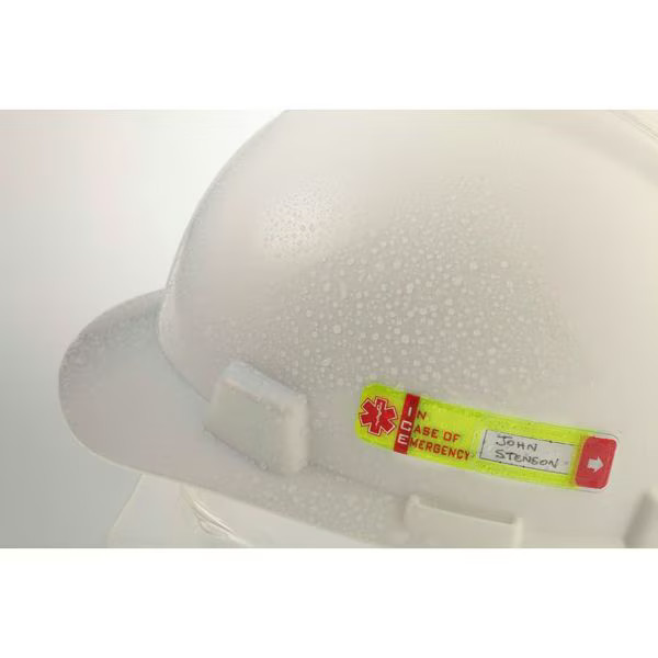 Vital Id Hard Hat I.D,Yllw,3/4in.Hx3-1/4in.W,PK25 WSID-02 Vital Id WSID-02
