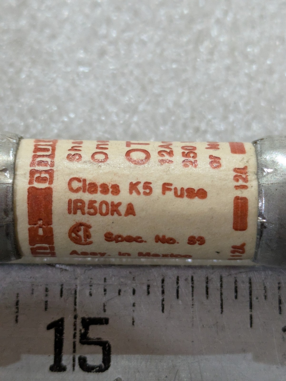 Gould Shawmut OT12 One-Time Fuse 12 Amp 250VAC Mersen Ferraz Class K5 Lot of 10
