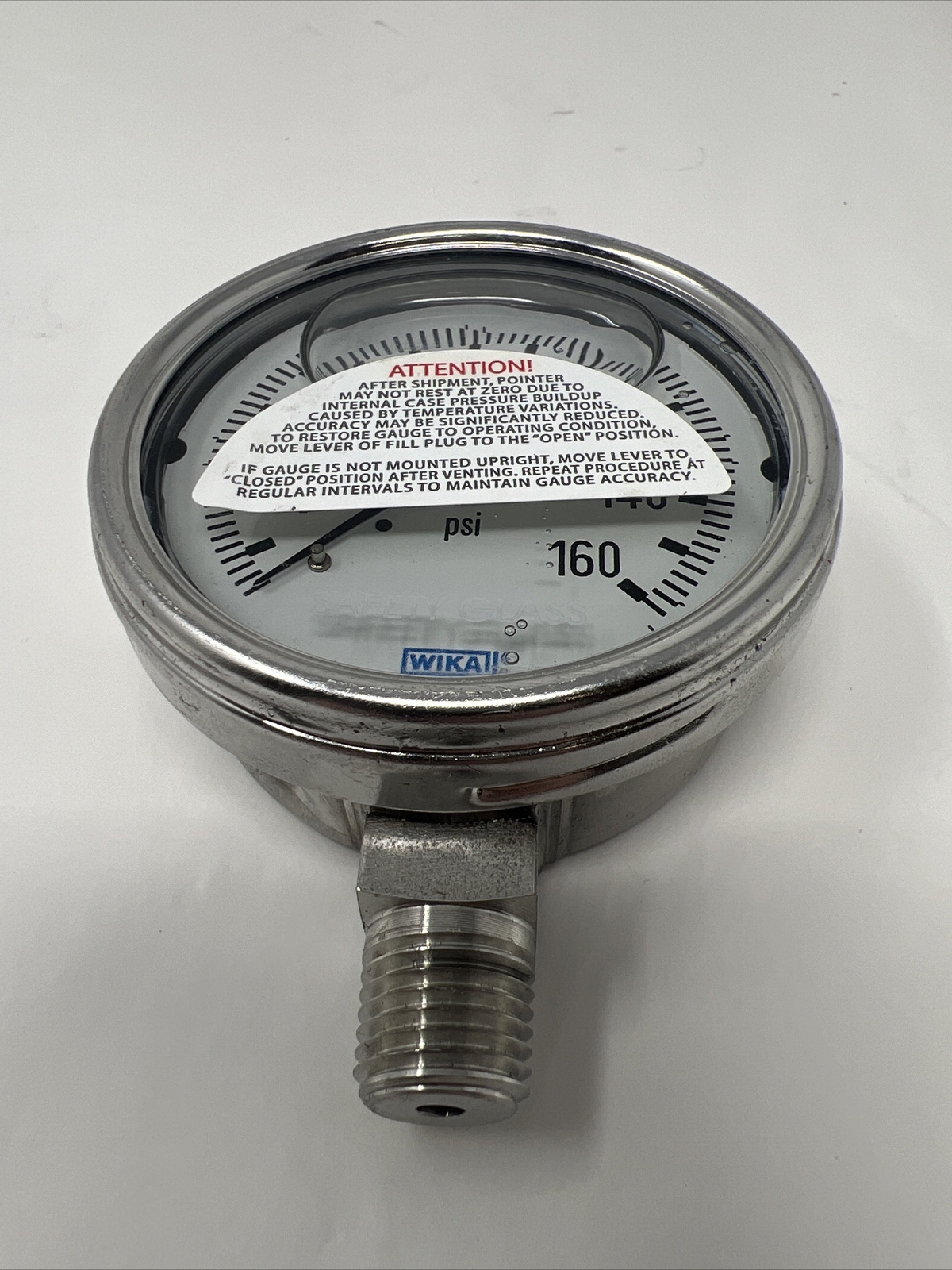 WIKA 316 SS TUBE AND CONNECTION 0-160 PSI PRESSURE GUAGE