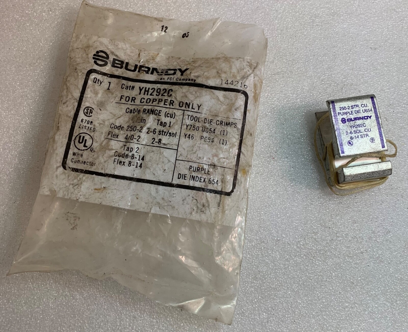 Burndy YH292C Wire Connector, For Copper Only