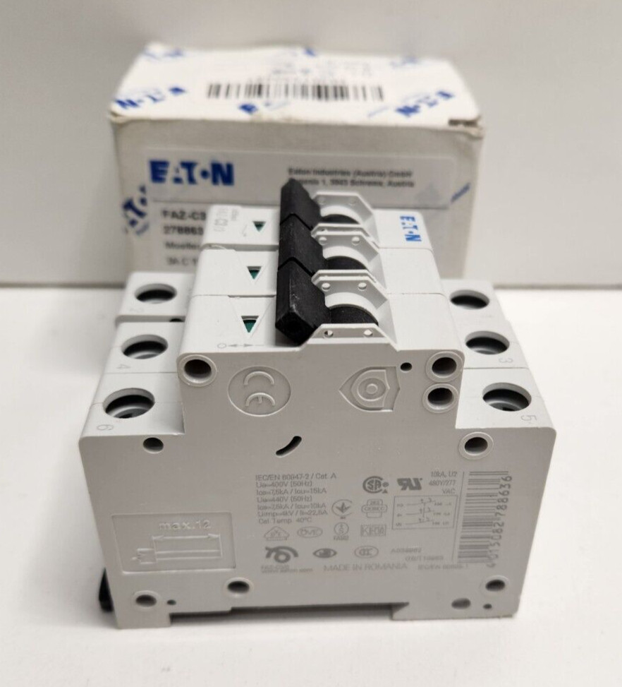 NEW IN BOX! EATON 3A 3-P 480Y/277V CIRCUIT BREAKER FAZ-C3/3