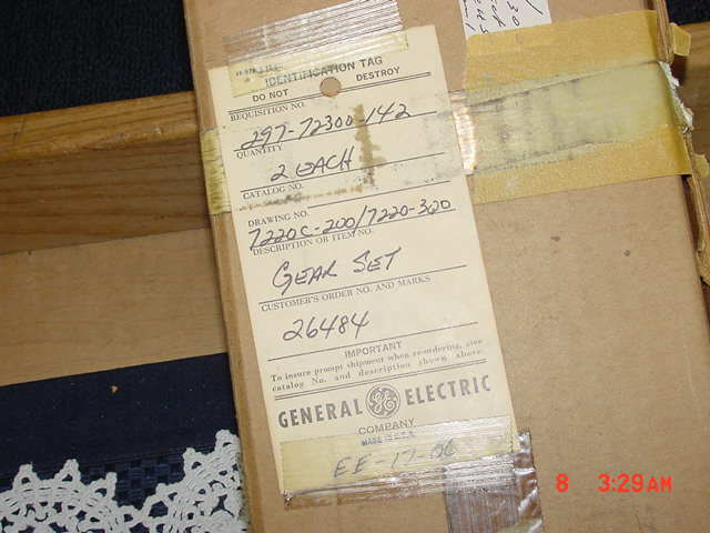 General Electric Drawing Number 7220C-200 / 7200-300, Gear Set XE245, 2 Piece