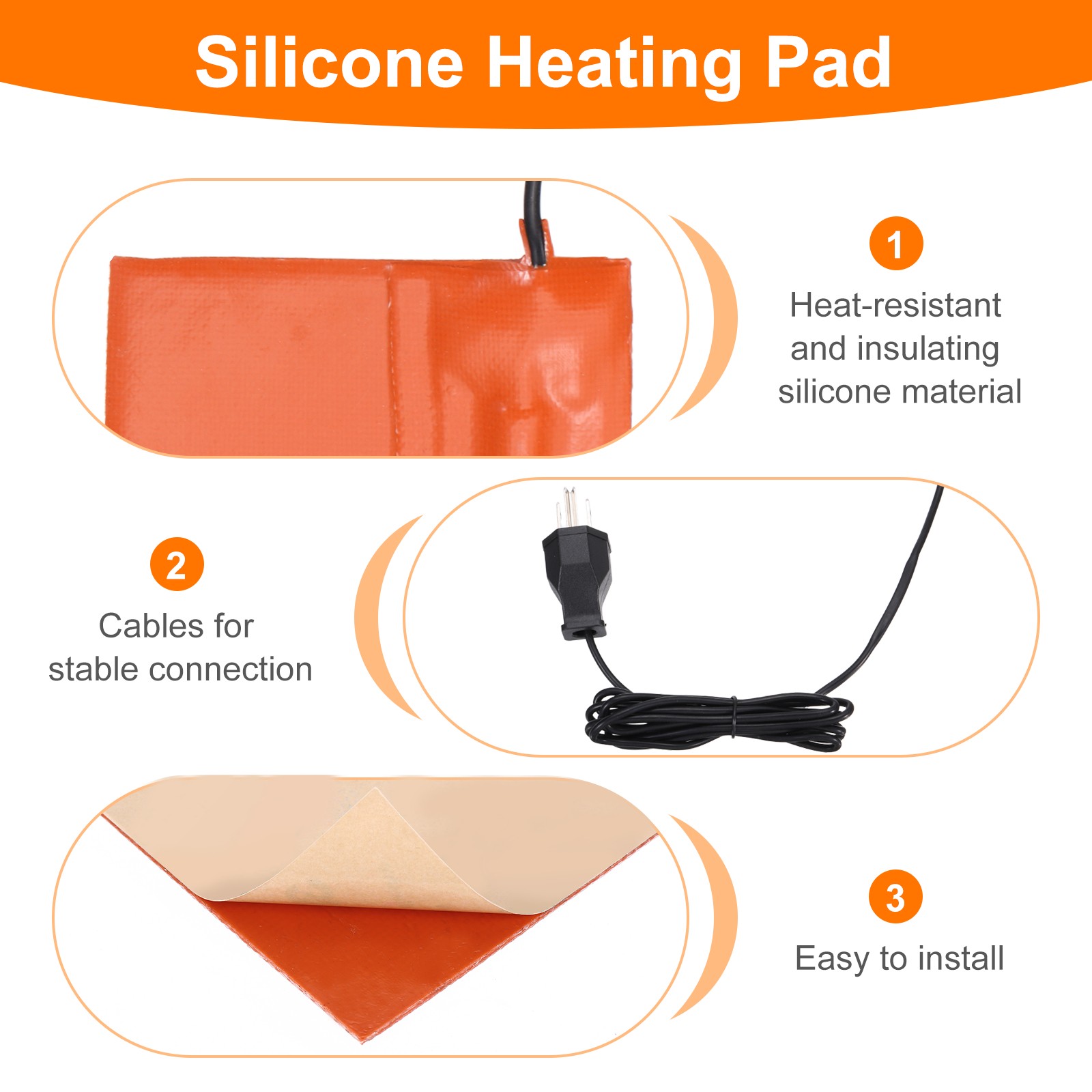 Heater Mat Silicone Heating Pads 120V 250W Heating Pad 127mm x 102mm