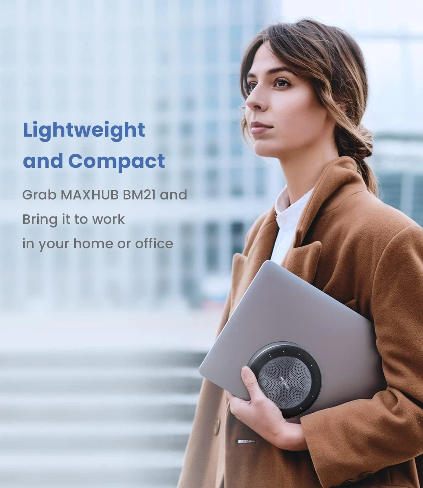 MAXHUB Upgraded BM21 Bluetooth Conference Speakerphone, USB Speaker with 6 Mics
