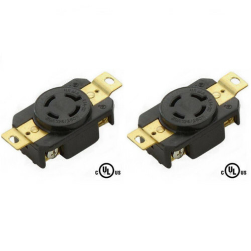 Grounding Locking Receptacle, 20A 125/250V AC, NEMA L14-20 (Pack of 2)
