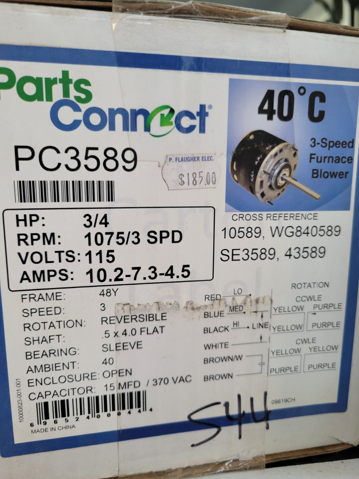 Parts Connect 10589 5.5″ 3 Speed Direct Drive Furnace Blower Motor
