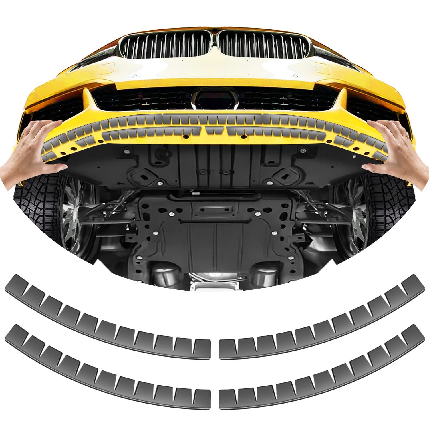 Front Bumper Scrape Guard 4 Pack Car Universal Black Bumper Lips Scrape Guard…