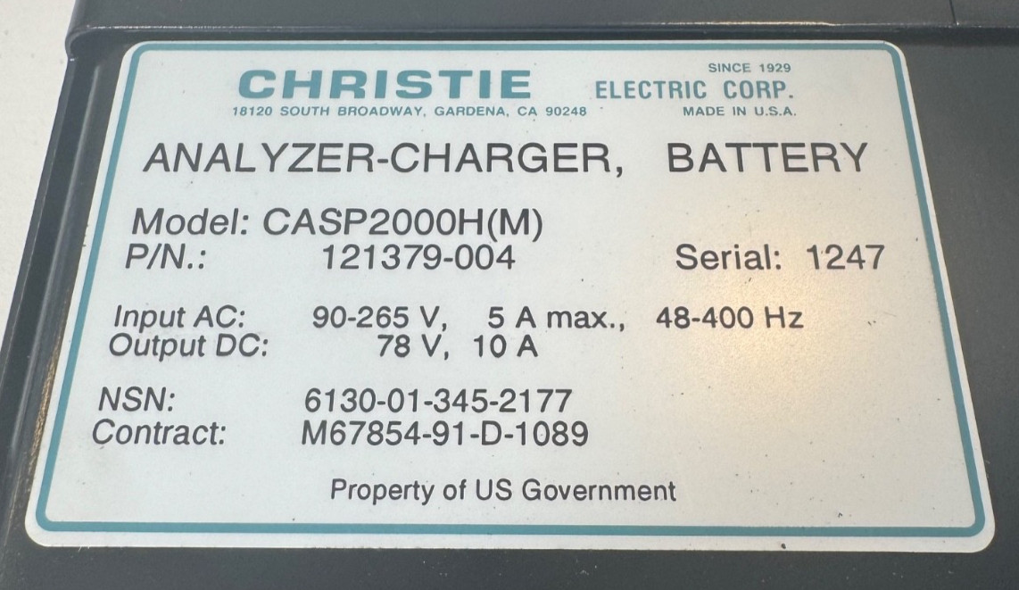 Christie CASP2000H 121379-004 Analyzer Charger w/Case & Cables Complete NEW