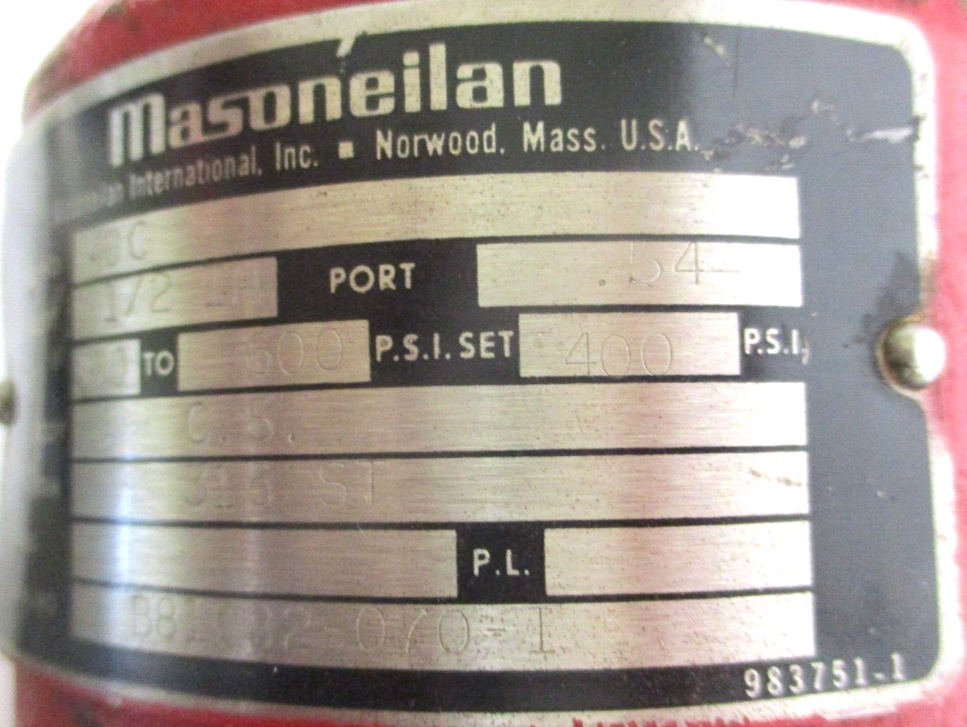 MASONEILAN , 40C , 1/2″ FNPT PRESSURE REGULATOR , RANGE: 300-600 , RECONDITION