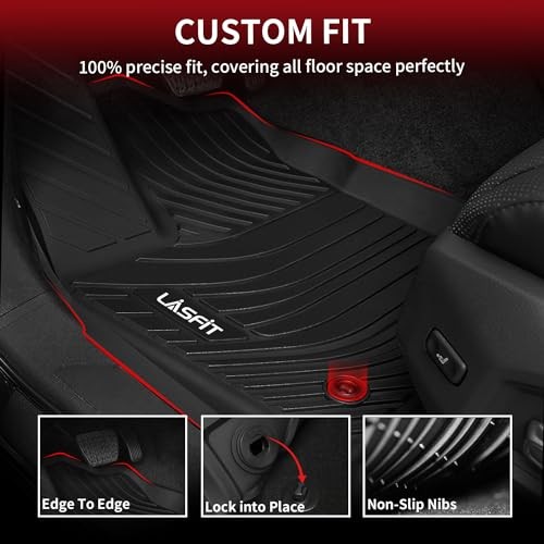 LASFIT Floor Mats for Toyota Tundra 2022-2025 2026 CrewMax Cab, All Weather
