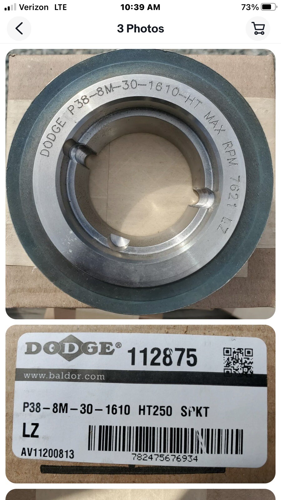 DODGE 112875 P38-8M-30-1610HT 250 SPROCKET *FACTORY SEALED*