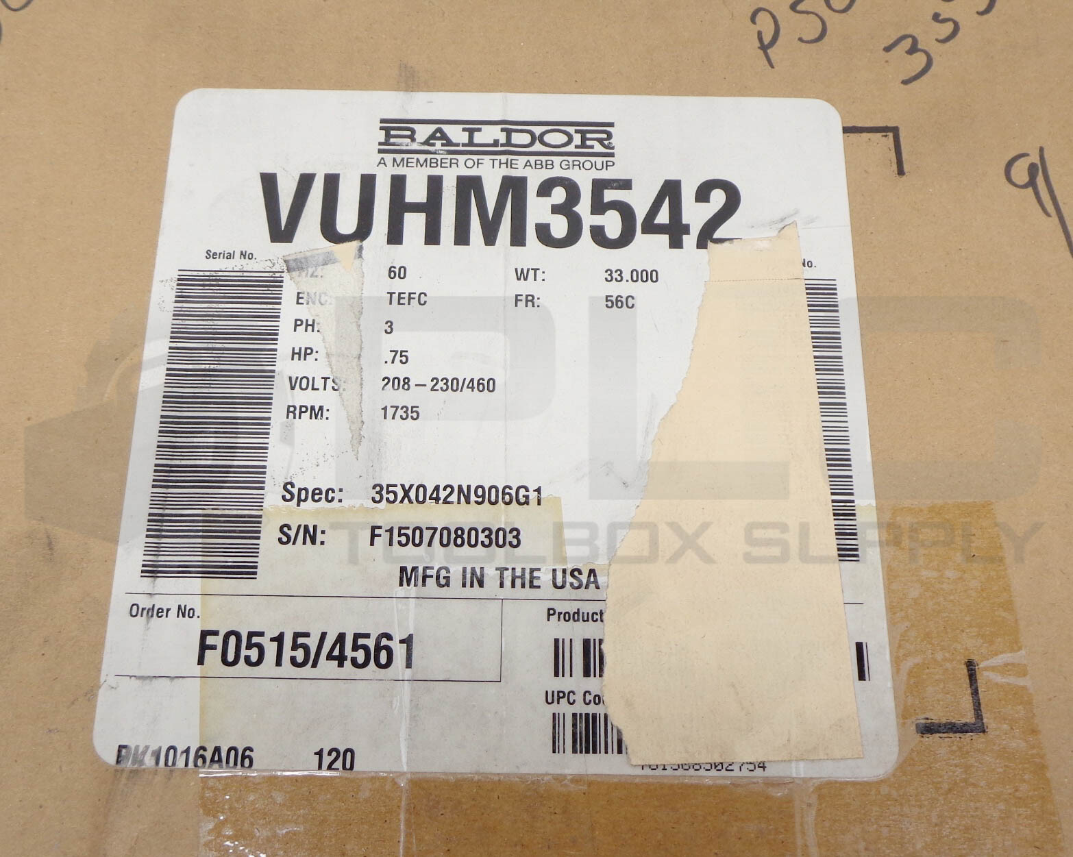 NEW BALDOR RELIANCE VUHM3542 MOTOR 1735RPM .75HP FR:56C 35X042N906G1