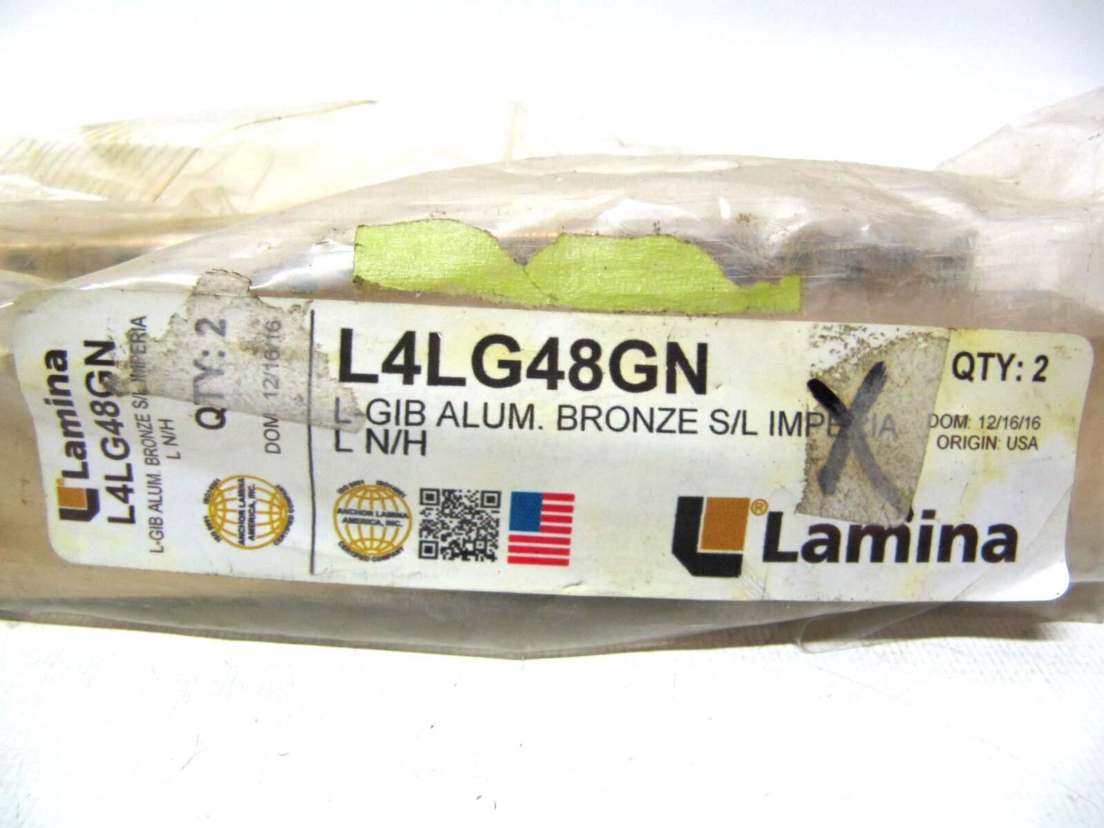 (LOT OF 2, NEW) Lamina L-Gib Oil Free Alum. Bronze Guide Bar L4LG48GN