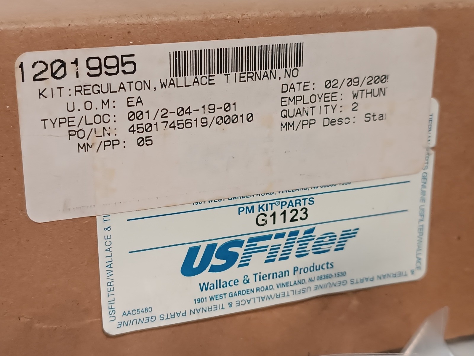 Wallace Tiernan G-1123 Trap Chamber Installation/Repair Parts Kit