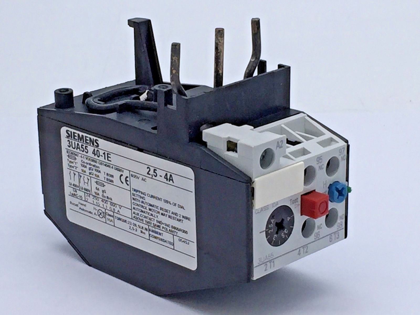 Siemens 3UA55 40-1E Overload Relay World Series Type 3UA rated for 2.5-4 Amps